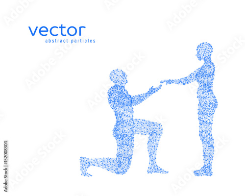 Vector illustration of couple. Offer of marriage.