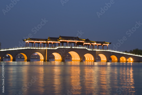 Night landscape, LiGongDi bridge in Suzhou, Jiangsu province,China. photo