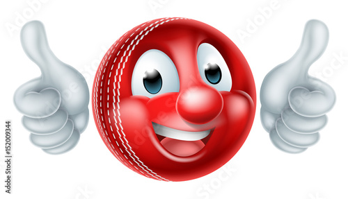 Cartoon Cricket Ball Mascot