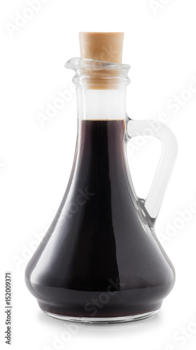 soy sauce in bottle isolated on white