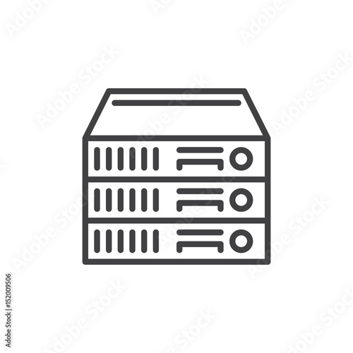 Rack Servers line icon, outline vector sign, linear style pictogram isolated on white. Symbol, logo illustration. Editable stroke. Pixel perfect