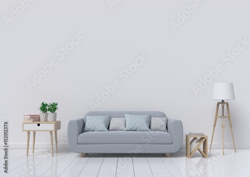 Empty living room with have white wall in the background,3d rendering © Vanit่jan