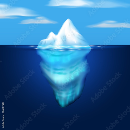 Iceberg illustration. Block of ice in the sea. Vector image.