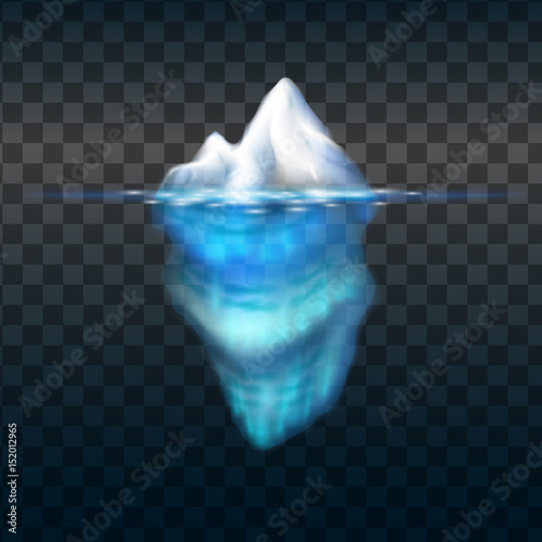 Vector iceberg on transparent background. Block of ice in the sea.
