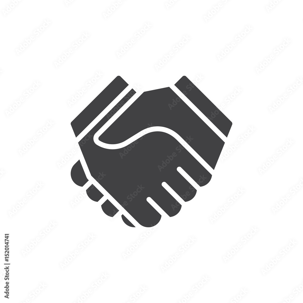 Handshake icon vector, filled flat sign, solid pictogram isolated on white. Partnership symbol, logo illustration. Pixel perfect Handshake icon vector, filled flat sign, solid pictogram isolated on white. Partnership symbol, logo illustration. Pixel perfect