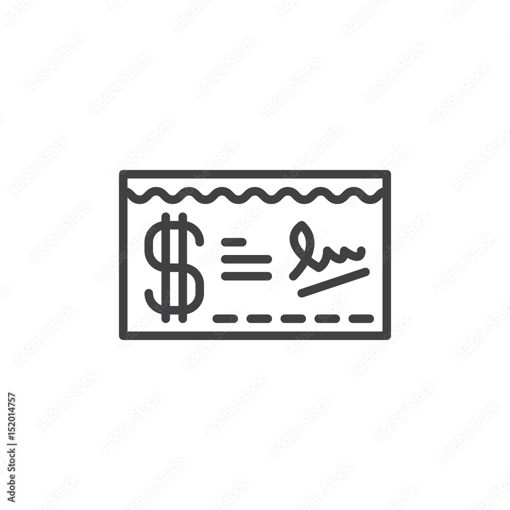 Paycheck line icon, outline vector sign, linear style pictogram isolated on white. Symbol, logo illustration. Editable stroke. Pixel perfect Paycheck line icon, outline vector sign, linear style pictogram isolated on white. Symbol, logo illustration. Editable stroke. Pixel perfect