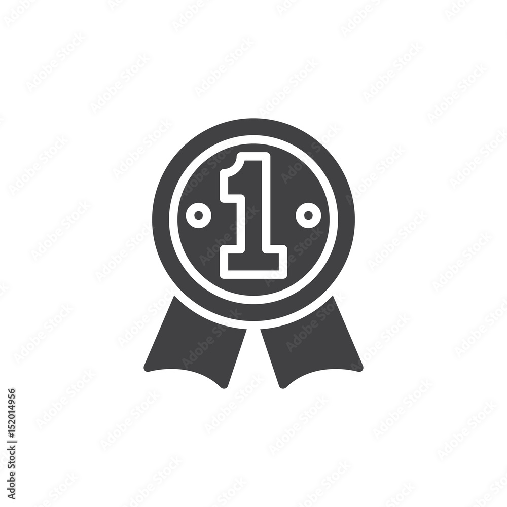 First place medal icon vector, filled flat sign, solid pictogram isolated on white. Best seller symbol, logo illustration. Pixel perfect