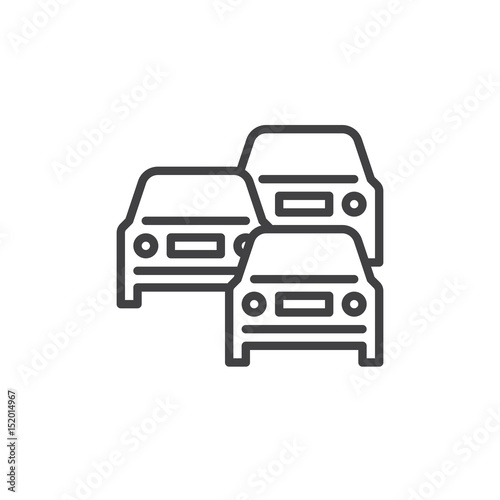 Traffic jam line icon, outline vector sign, linear style pictogram isolated on white. Symbol, logo illustration. Editable stroke. Pixel perfect