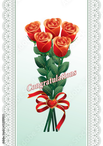 Greeting card with a bouquet of roses