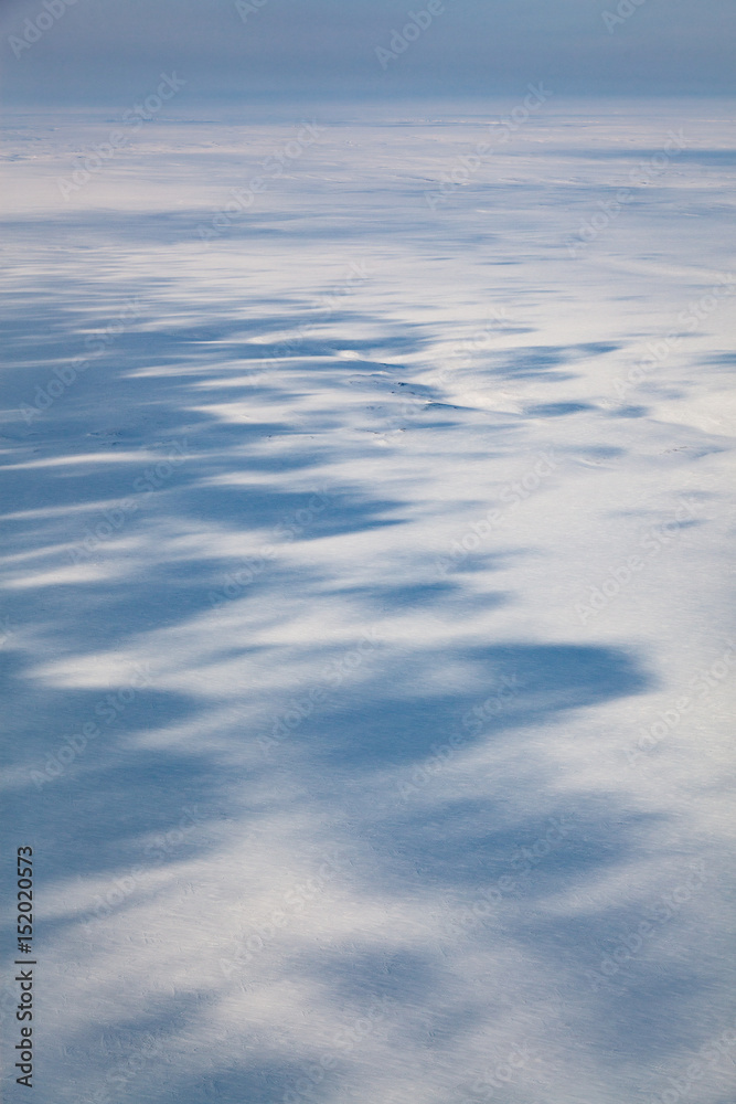 Winter tundra from above Winter tundra from above
