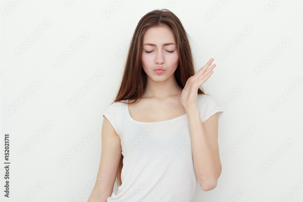 portrait of attractive caucasian smiling young woman portrait of attractive caucasian smiling young woman