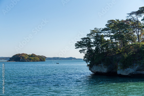 Japanese Matsushima with clear blue sky