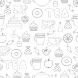 Tea,sweets seamless pattern