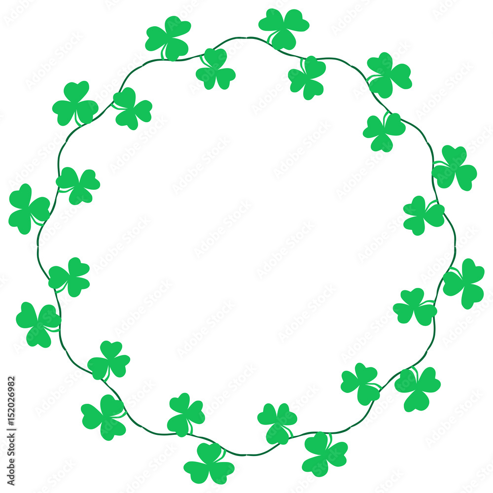 Clover border decoration for Saint Patrick’s Day. Shamrock leaf on vine vector illustration. Clover border decoration for Saint Patrick’s Day. Shamrock leaf on vine vector illustration.
