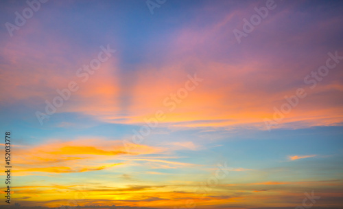 Fiery orange sunset sky. Beautiful sky. © seksan94
