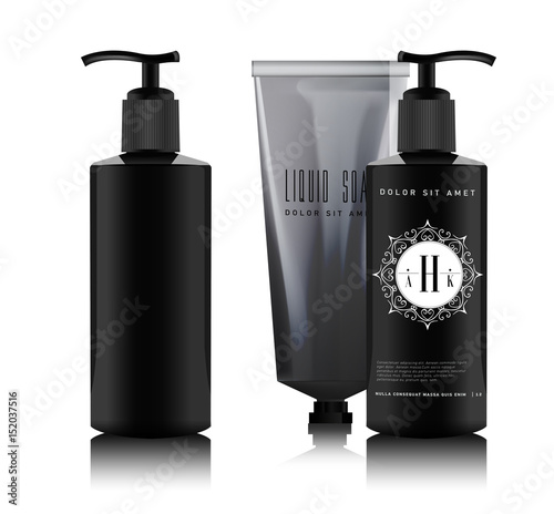Realistic essential oil bottle and tube for cream