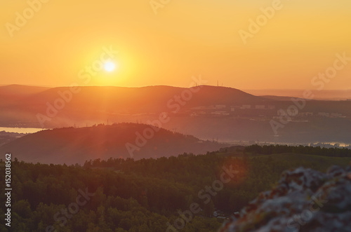Beautiful summer landscape, sunset in mountains