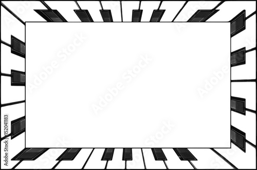 Rectangular frame piano keyboard keys black and white. Classical piano keyboard frame abstract background. Inredible piano key board keys. Classic piano frame background. Classic frame outline photo