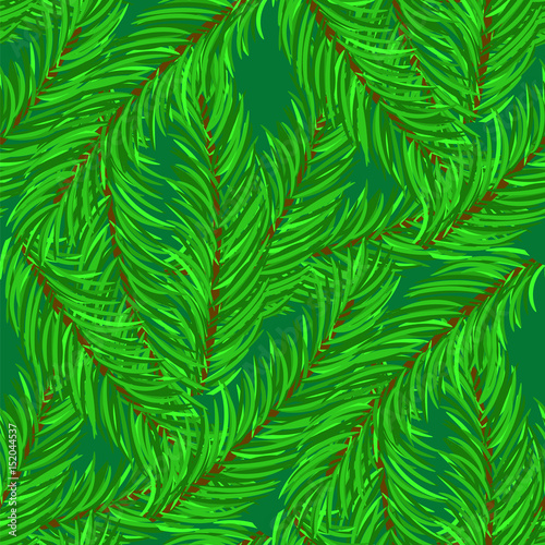 Winter Fir Green Branches Seamless Pattern. Christmas Background © valeo5