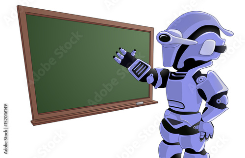 Humanoid Robot Teacher with a Blackboard. Futuristic Concept Illustration Vector. 
