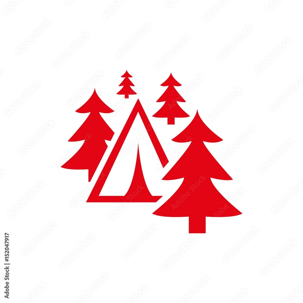 tent in forest icon vector illustration. Flat design style