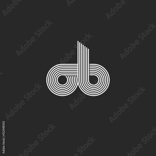 Combination letters ob logo monogram for business card emblem template thin lines style , linked two letters o and b typography design element mockup