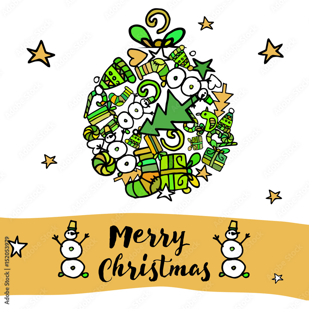 Naklejka premium Doodle Christmas background. New Year