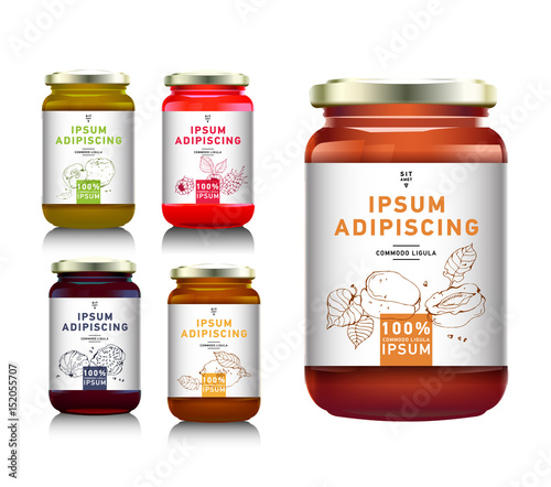 Glass jar with  jam, vector