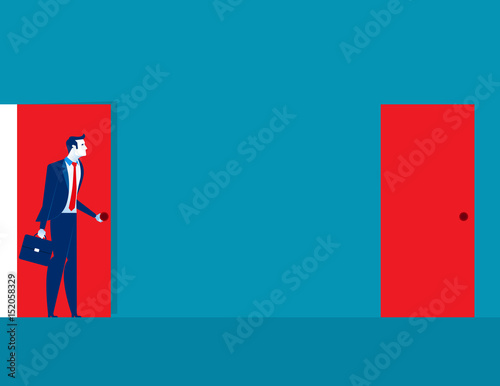 Effort. Businessman open door for success business. Concept business illustration.