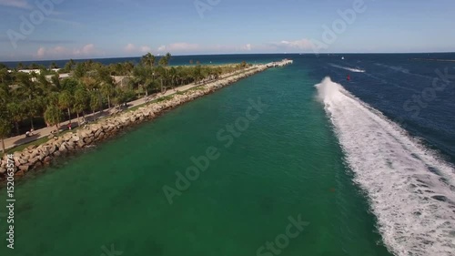 Wallpaper Mural Aerial footage of speed boat at South Beach, Miami
 Torontodigital.ca