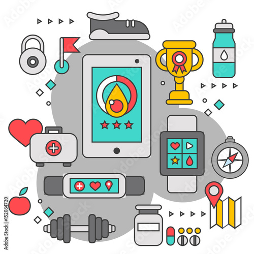 Fitness tracker flat color icon