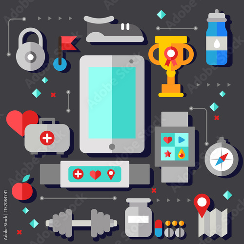 Fitness tracker flat color icon