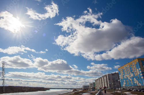 Buildings near river