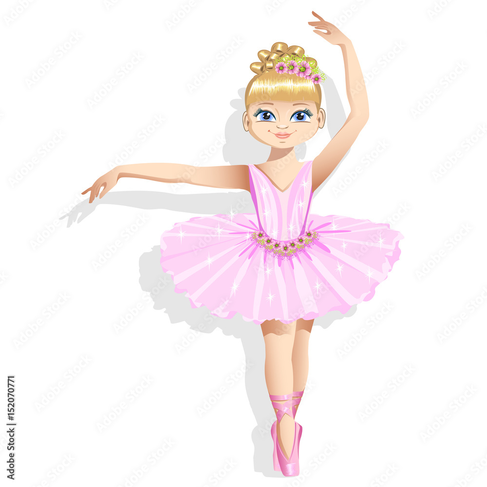 Fototapeta premium Cute ballerina in a pink tutu