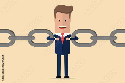 Businessman holding a chain together. Business concept. Vector illustration