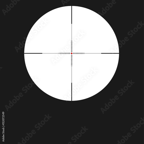 Crosshair sight icon, reticle with red dot. Sight sniper symbol isolated on white background, vector illustration.