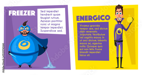 Evil super hero. Characters in uniform. Cartoon vector illustration