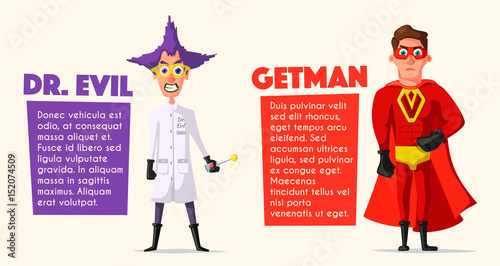 Set of evil superhero. Cartoon vector illustratration.