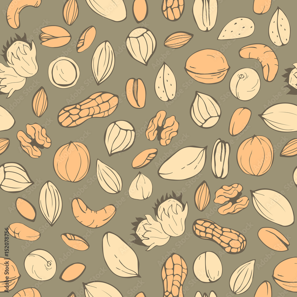 Nuts. Vector seamless pattern. Nuts. Vector seamless pattern.