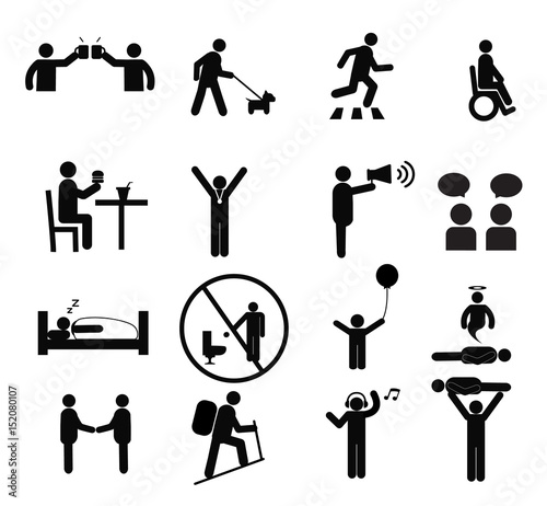 Human pictogram set vector.silhouette human activity,General people sign.human pictograms on white