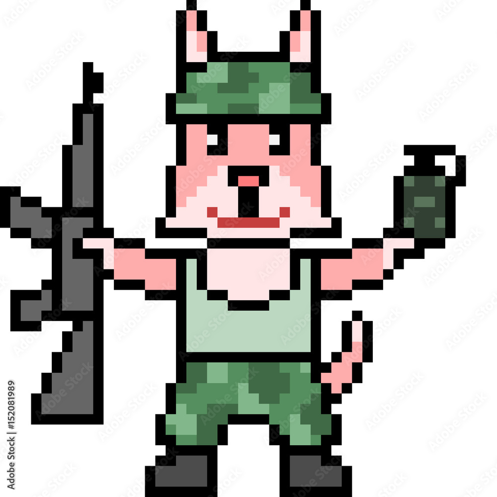 Fototapeta premium vector pixel art soldier