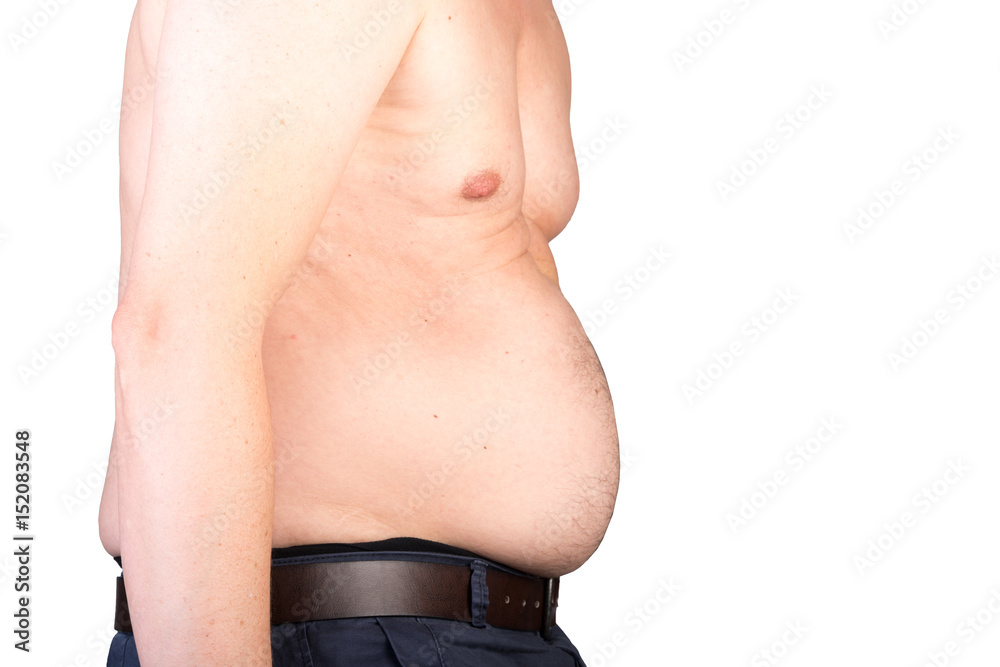Naklejka premium View of a the belly of a overweighted male - isolated on white background