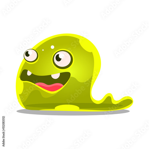 Funny cartoon green slimy monster. Cute jelly colorful character vector Illustration