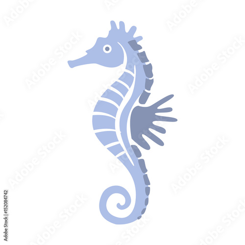 Blue Seahorse, Part Of Mediterranean Sea Marine Animals And Reef Life Illustrations Series