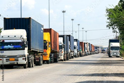 truck waiting container loading in port for transportation