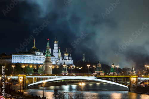 Obraz na plátne Nice photo of Russian Moscow Kremlin at night. Moscow landmark