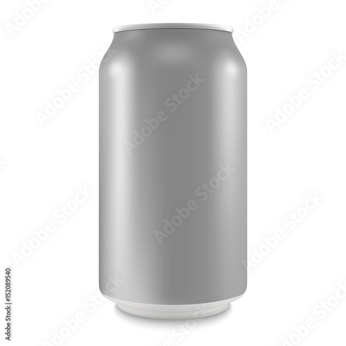 Aluminum can of the empty layout for your design. Bank of carbonated water. Tasty drink, can lemonade or beer. Vector Illustration