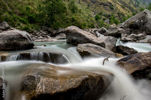 Blurred Motion of Water over Rocks