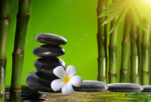 spa stones bamboo  with frangipani