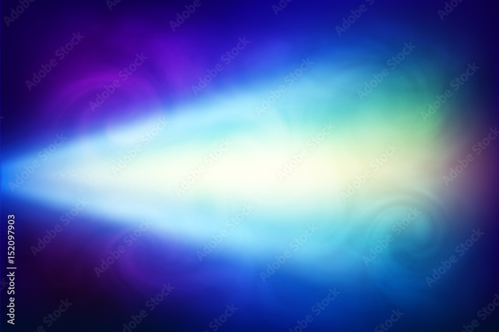 Vector colorful cinema spotlight with smoke background